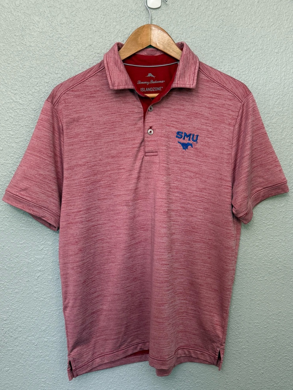 Tommy Bahama | Island Zone Polo Shirt| SMU Mustangs | Red | Size Small